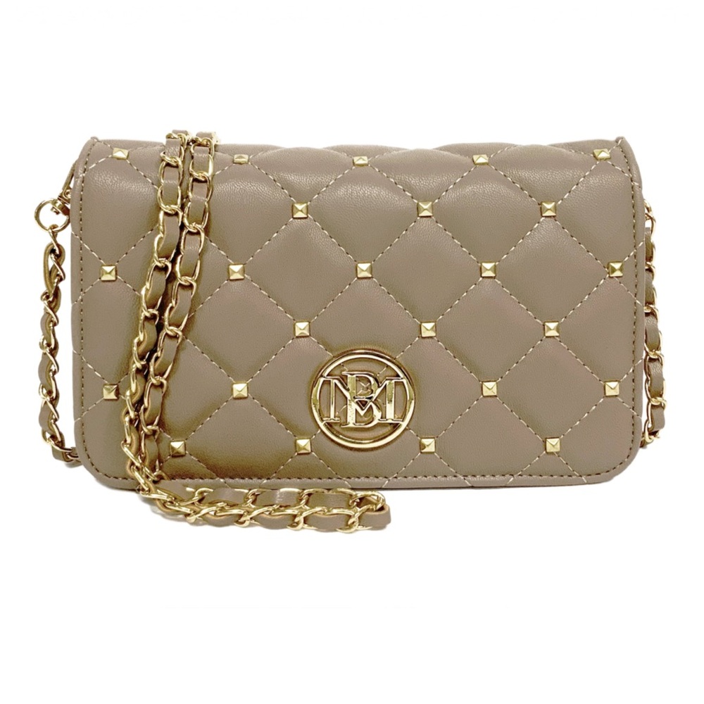 Badgley Mischka Quilted Beige Crossbody Bag